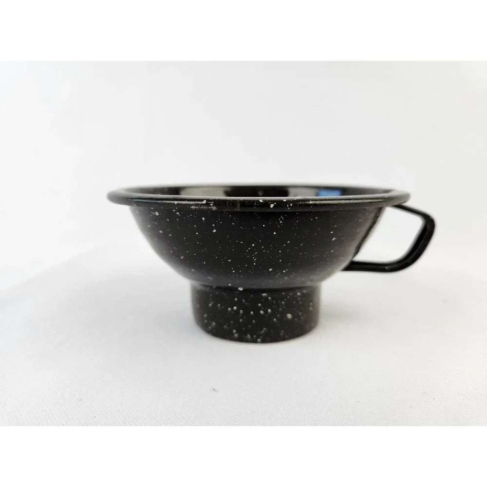 Vintage‎ Enamel Canning Funnel Handle Speckled Enamelware Country Kitchen Decor